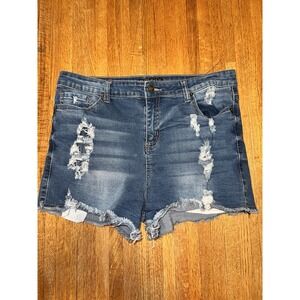 Elite Jeans Distressed Denim Blue Jean Shorts‎ Size 13/14